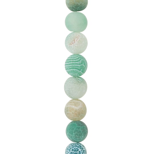 Green Agate Crackle Matte Round Beads, 10mm by Bead Landing™